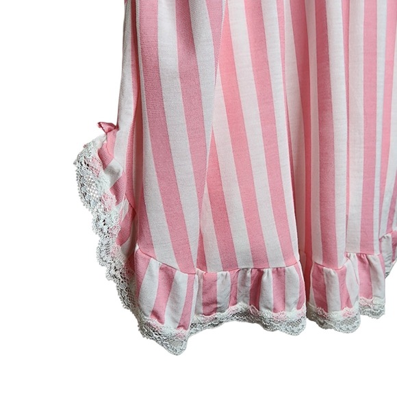 Vintage Victoria's Secret Pink Stripe Lace Cup Babydoll With Panties Set Medium - Picture 10 of 15